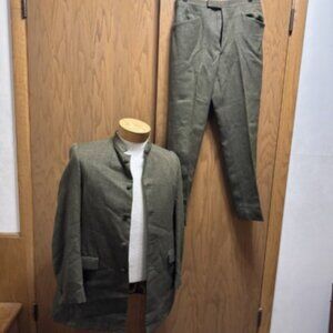 VTG 1950s 1960s 1970s Trachten Nehru Suit Green Men’s 38 Pants 30x29 Gimbels S